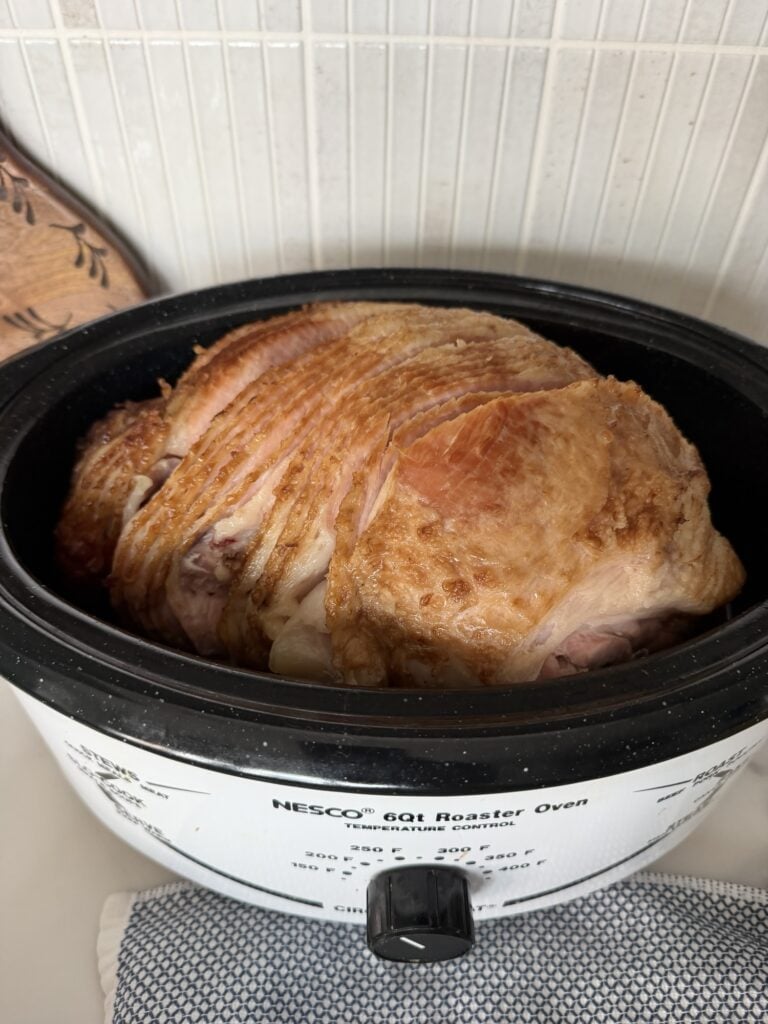 Sliced ham in the Nesco roaster