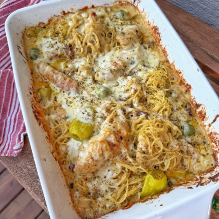 Creamy Sun-Dried Tomato Chicken & Spaghetti  Bake