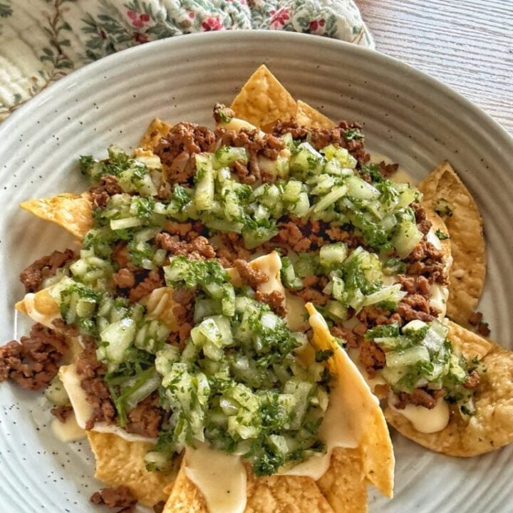 Maple Chimichurri Nachos with Cheese Sauce