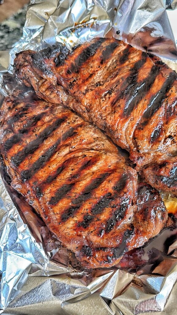 The finished steak before slicing