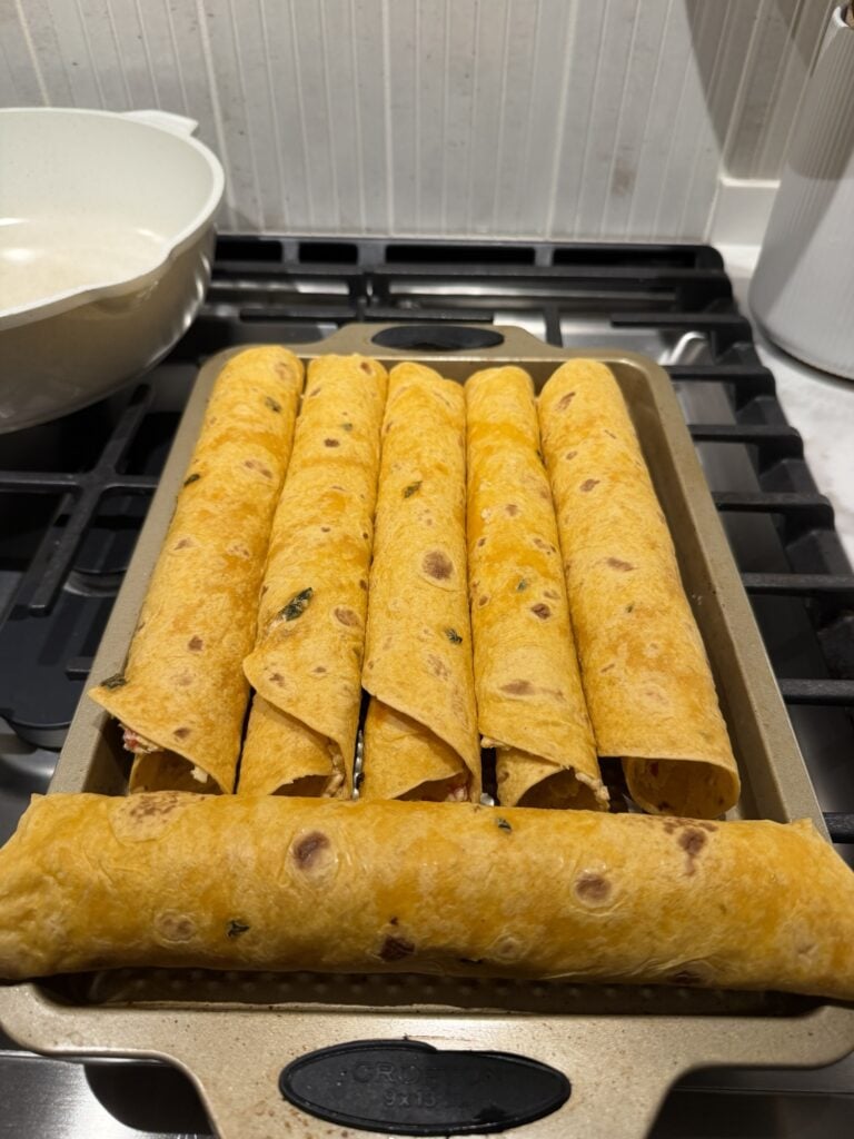 The finished rolls before being cut into slices