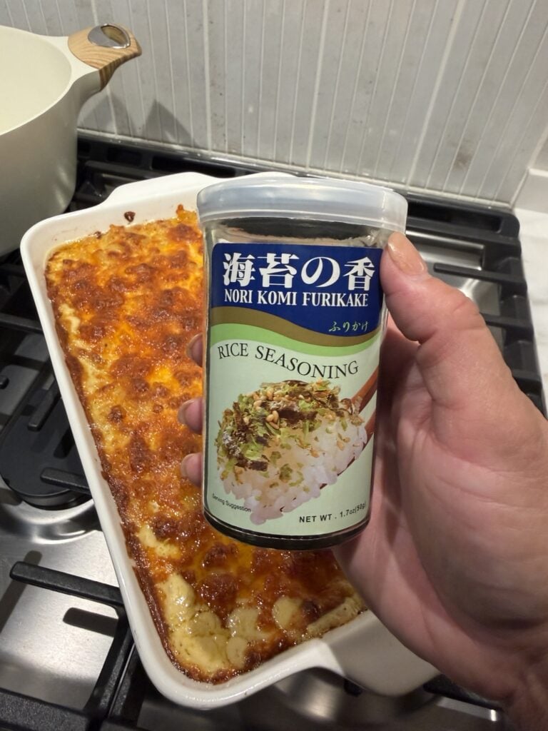 A container of furikake rice seasoning