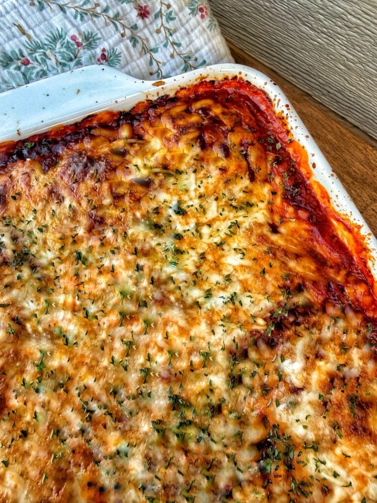 The finished ravioli bake