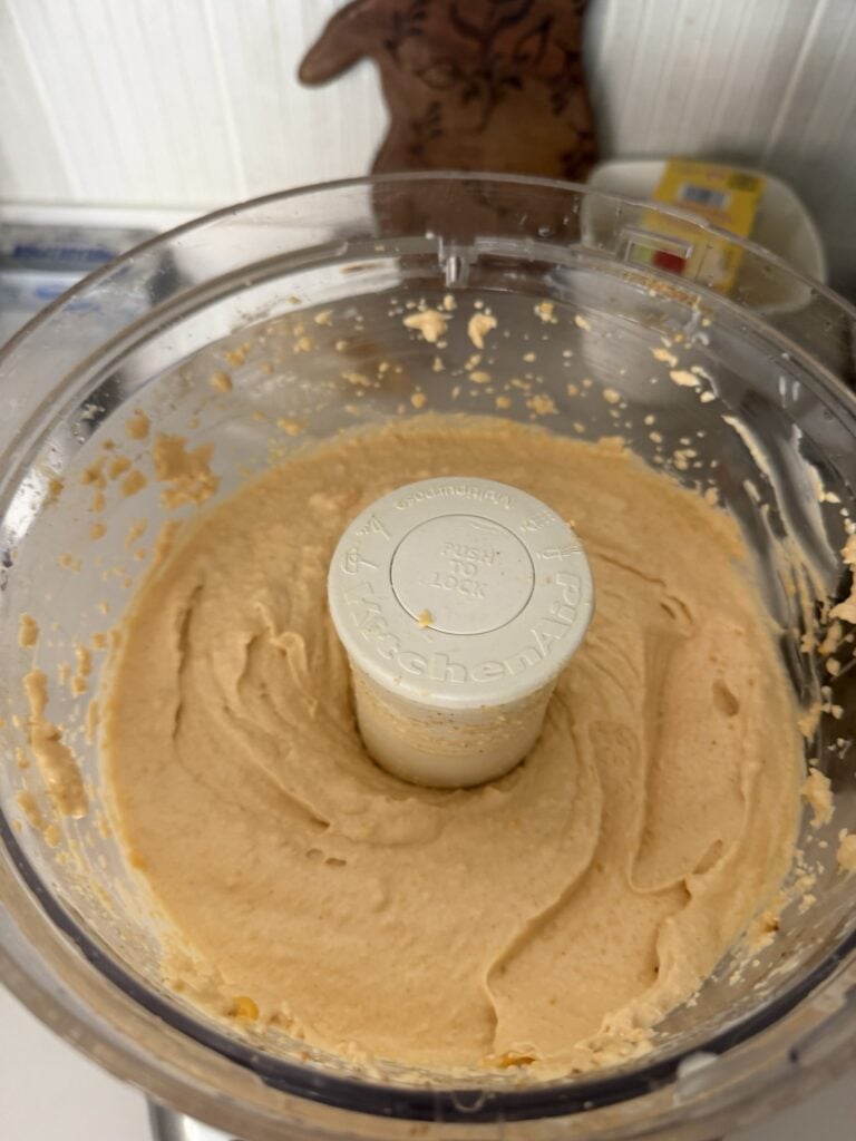 The cheese spread in a food processor