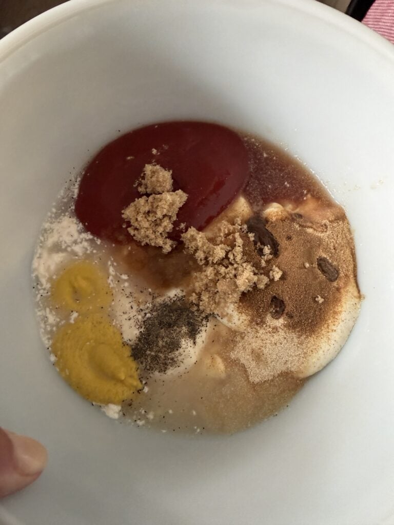 The ingredients for the dressing before being mixed