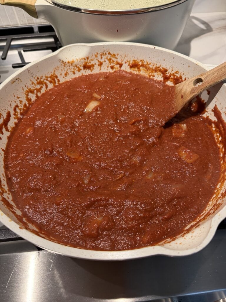 Tomato based sauce in a pan
