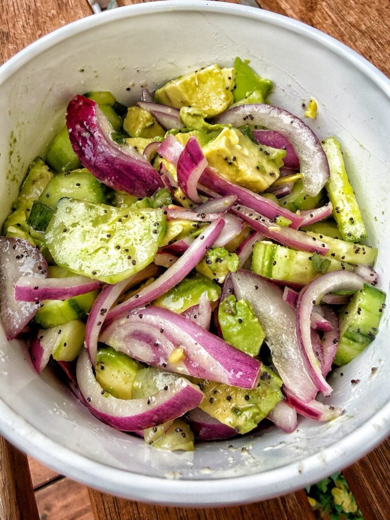 A close up of the finished salad