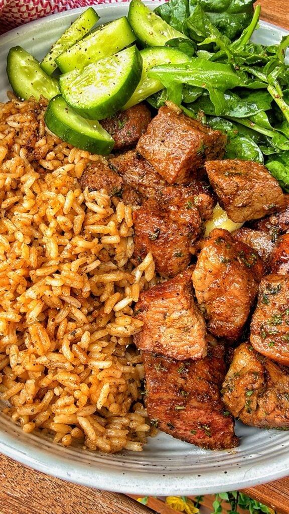 A close up of the finished meal