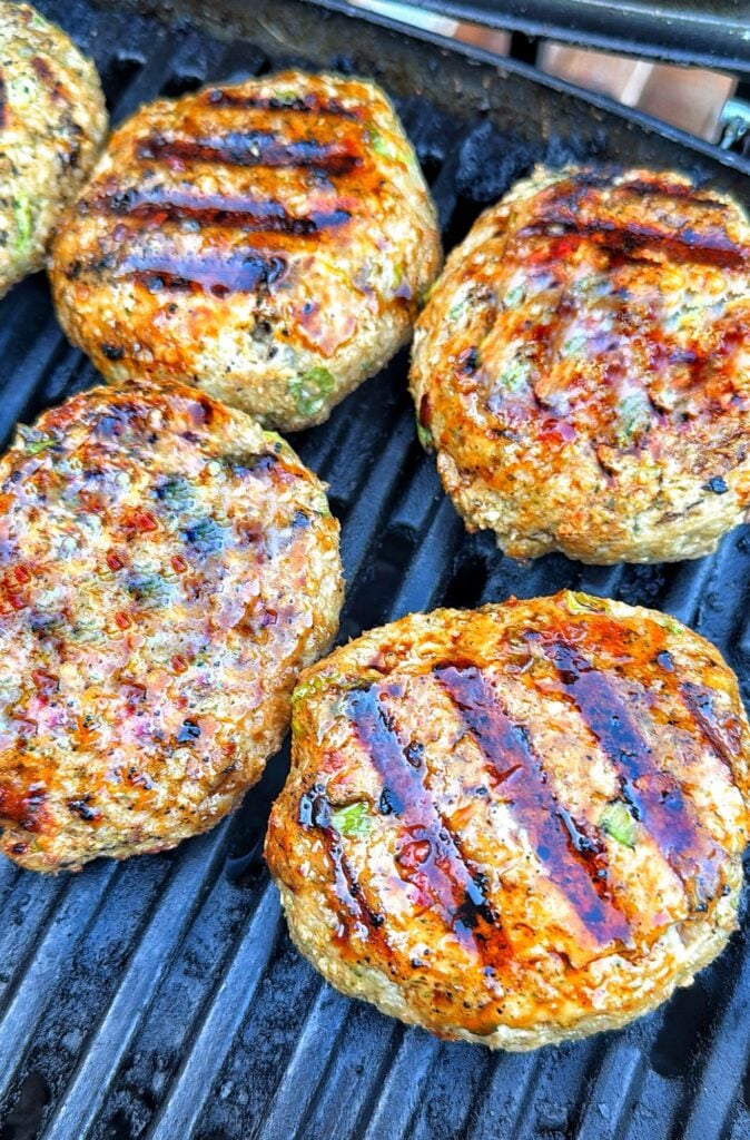 The patties on the grill