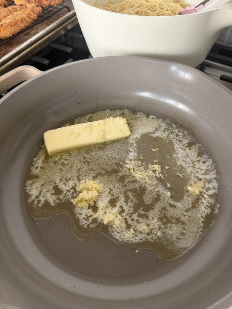 Butter melting in the pan