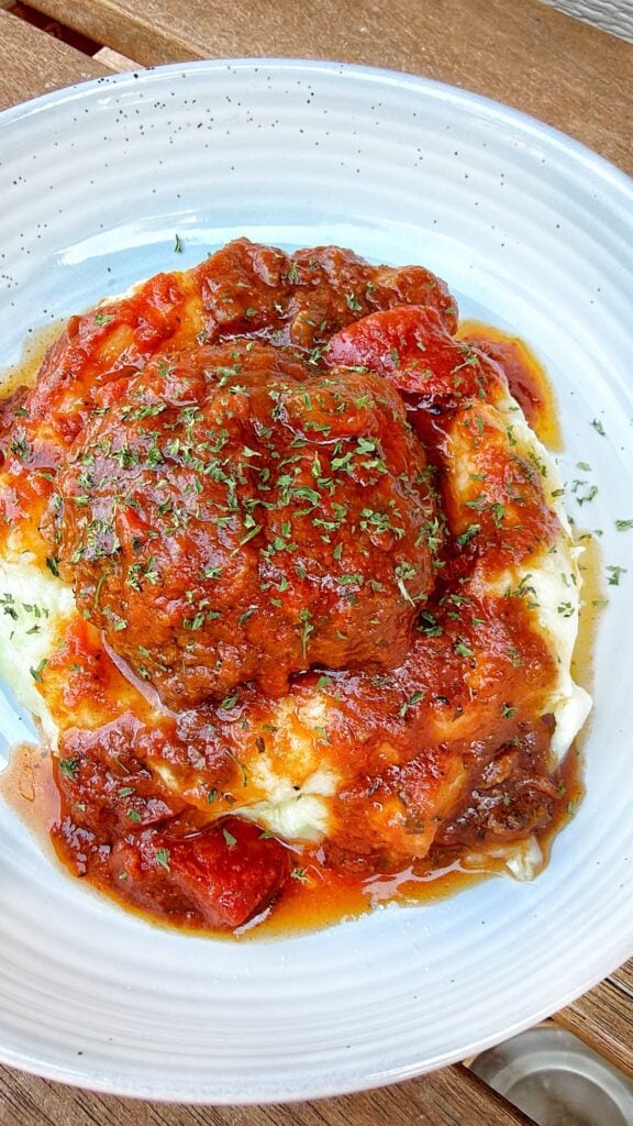 Italian Salisbury Steak over mashed potatoes