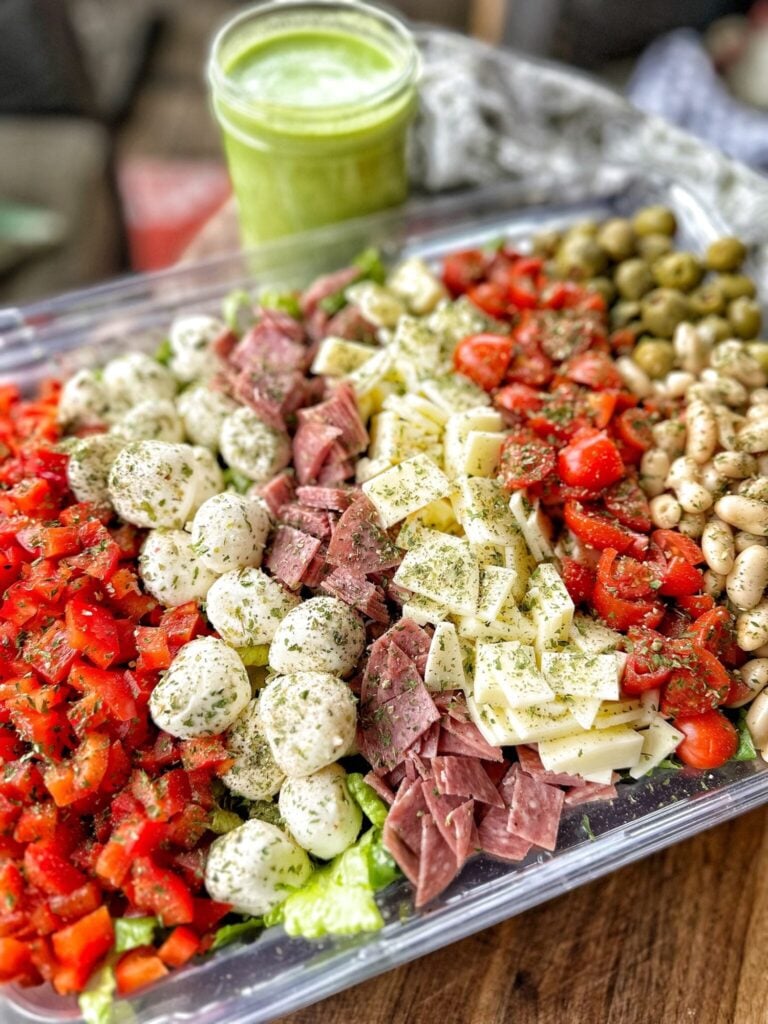 Italian Salad with Sweet Basil and Onion Dressing