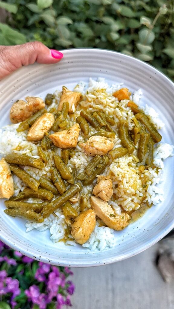Chicken and Green Bean Skillet over rice