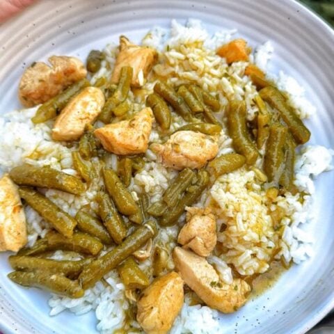 Chicken and Green Bean Skillet over rice