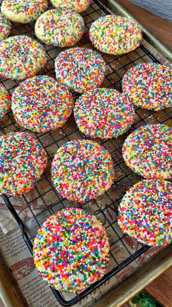 The cookies on a baking sheet