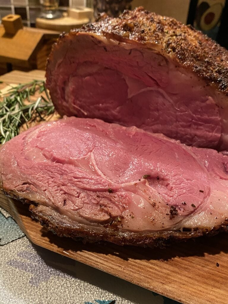 A slice of rib roast
