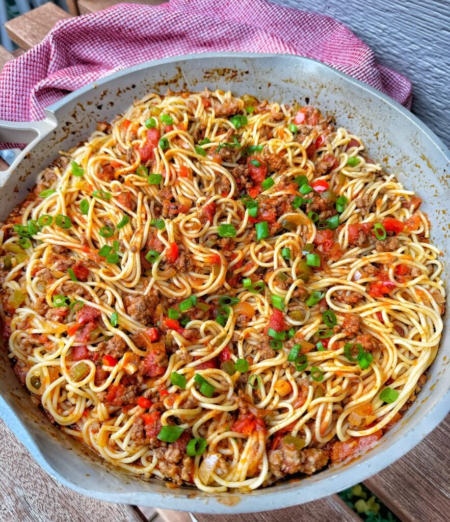 The finished pasta, seen from above