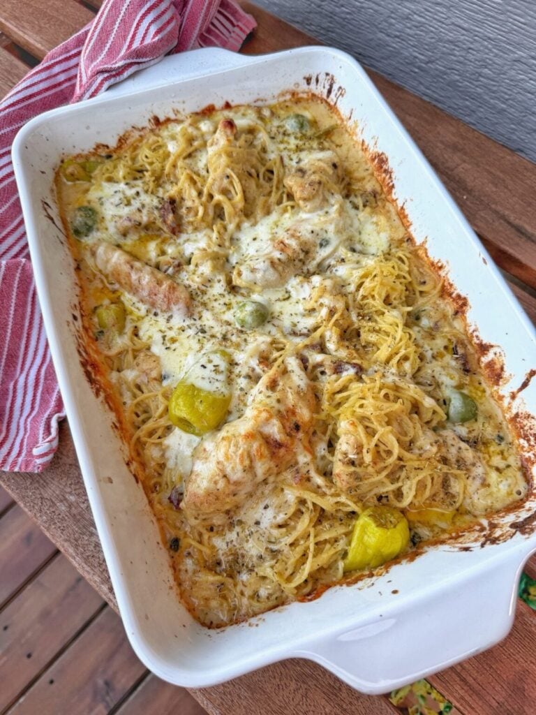 Creamy Sun-Dried Tomato Chicken & Spaghetti Bake