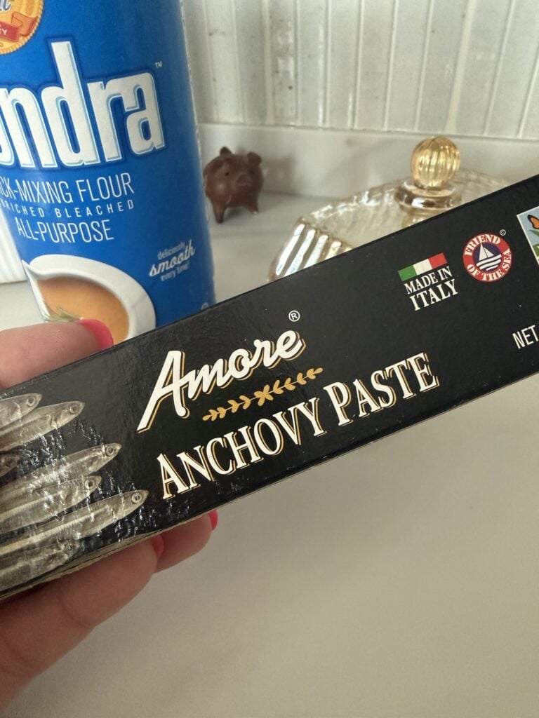 Anchovy paste used to add savory umami flavor to beef gravy