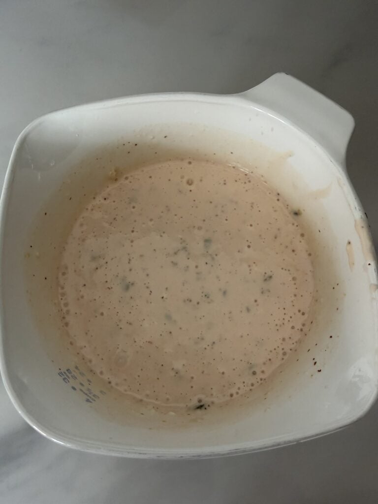 Creamy dill and pickle dressing for tuna noodle pasta salad