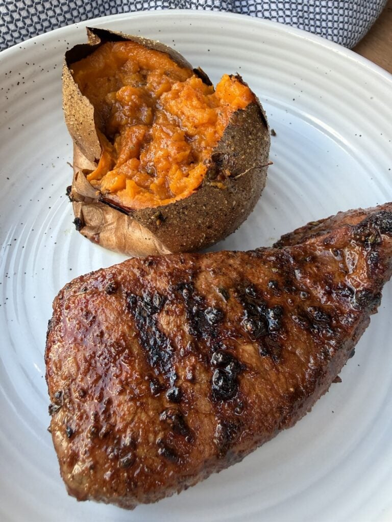 Sirloin Steak and Baked Sweet Potato