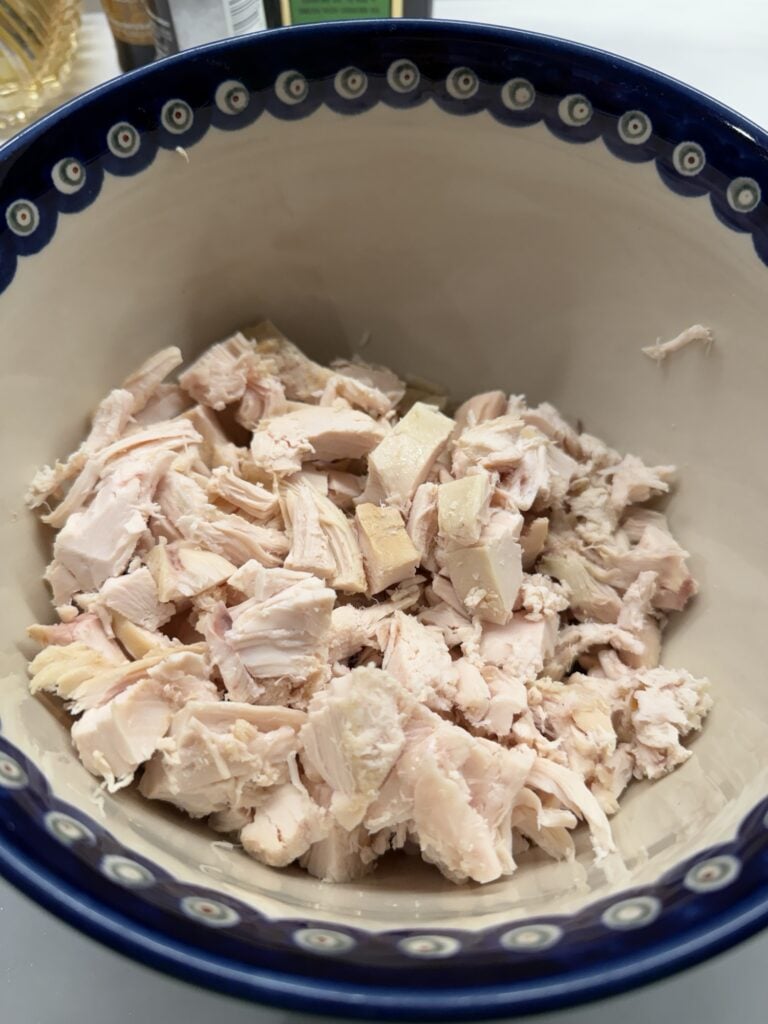 Cut up cooked chicken