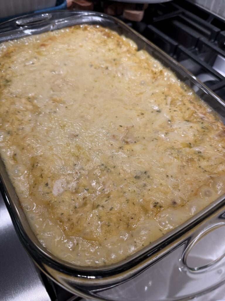 The casserole after the first stage of baking