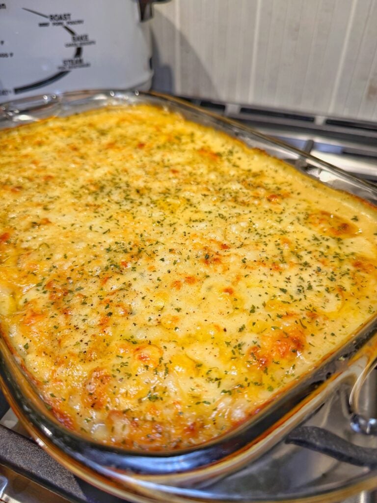The finished baked casserole