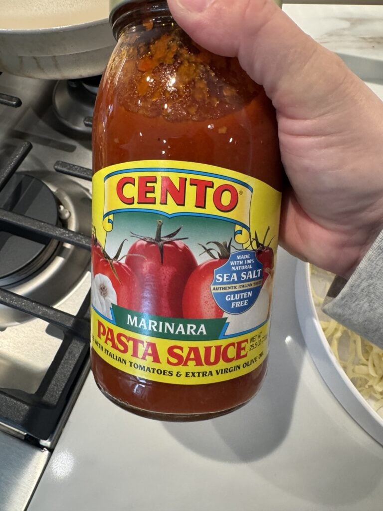 Marinara sauce used for baked Chicken Parmesan Meatballs