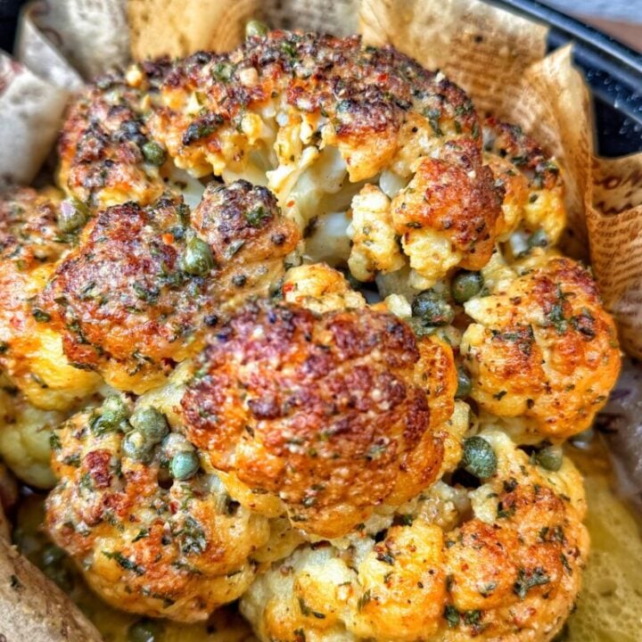Retro Whole Roasted Cauliflower with Lemon Anchovy Butter Recipe