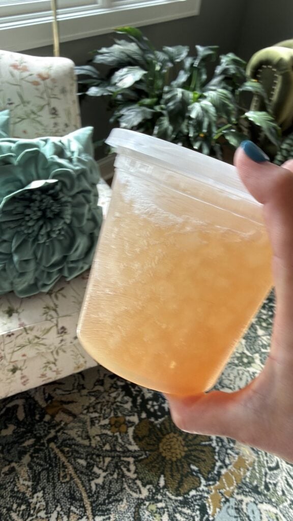 Honey Deuce cocktail prepared in a 2-pound deli container for freezing