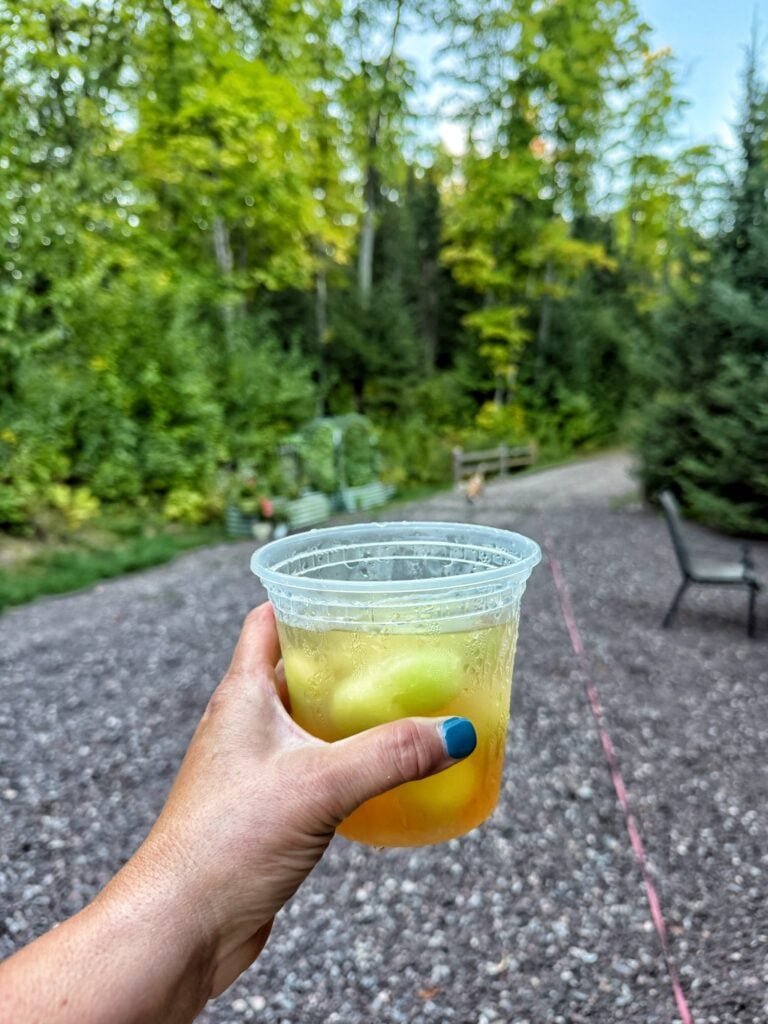 Easy Honey Deuce vodka lemonade cocktail with honeydew melon garnish