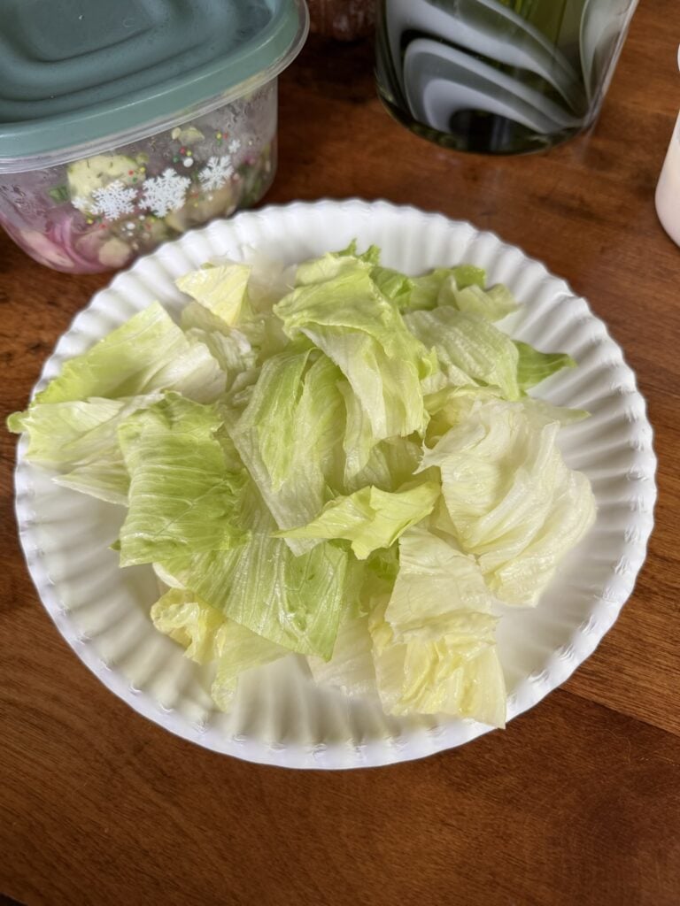 Iceberg lettuce on a plate