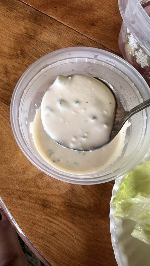 Homemade creamy mayonnaise dressing for Old-Fashioned Creamy Lettuce Salad