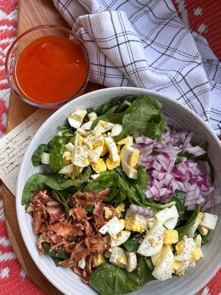 Classic Spinach Salad with Four Ingredient Tangy Dressing