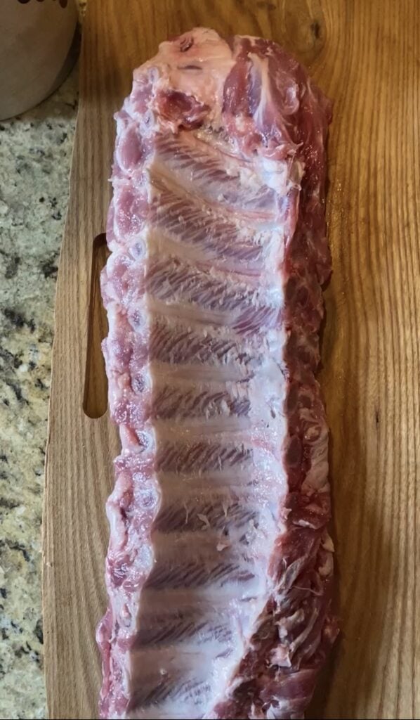 Packaged pork ribs used to make oven baked barbecue ribs