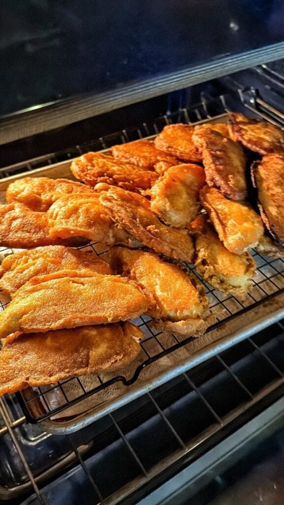 sheet pan filled with long john silvers chicken planks