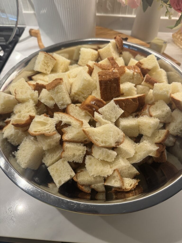 Round loaves of Hawaiian bread used to make Stuffing for Ham