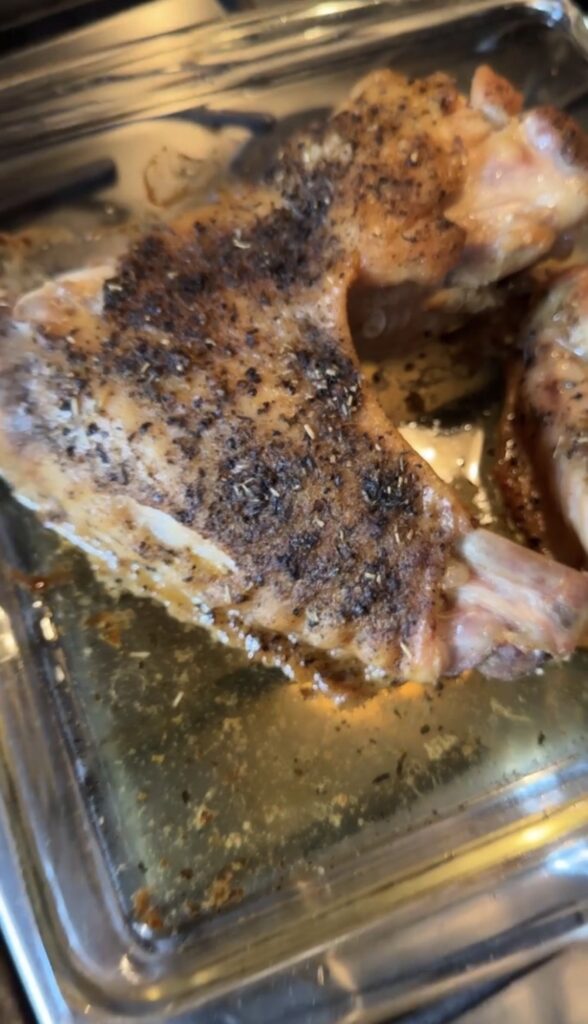 Roasted turkey wings with flavorful pan drippings for Turkey Gravy