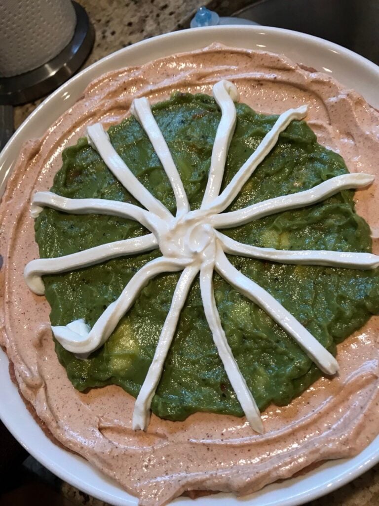 the start of the sour cream spiderweb
