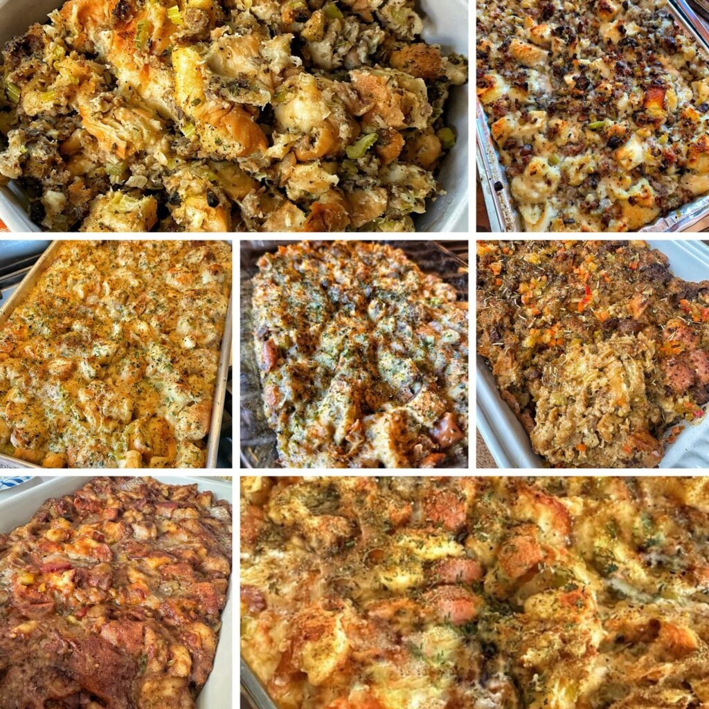 a collage of all seven stuffing featured in this post.