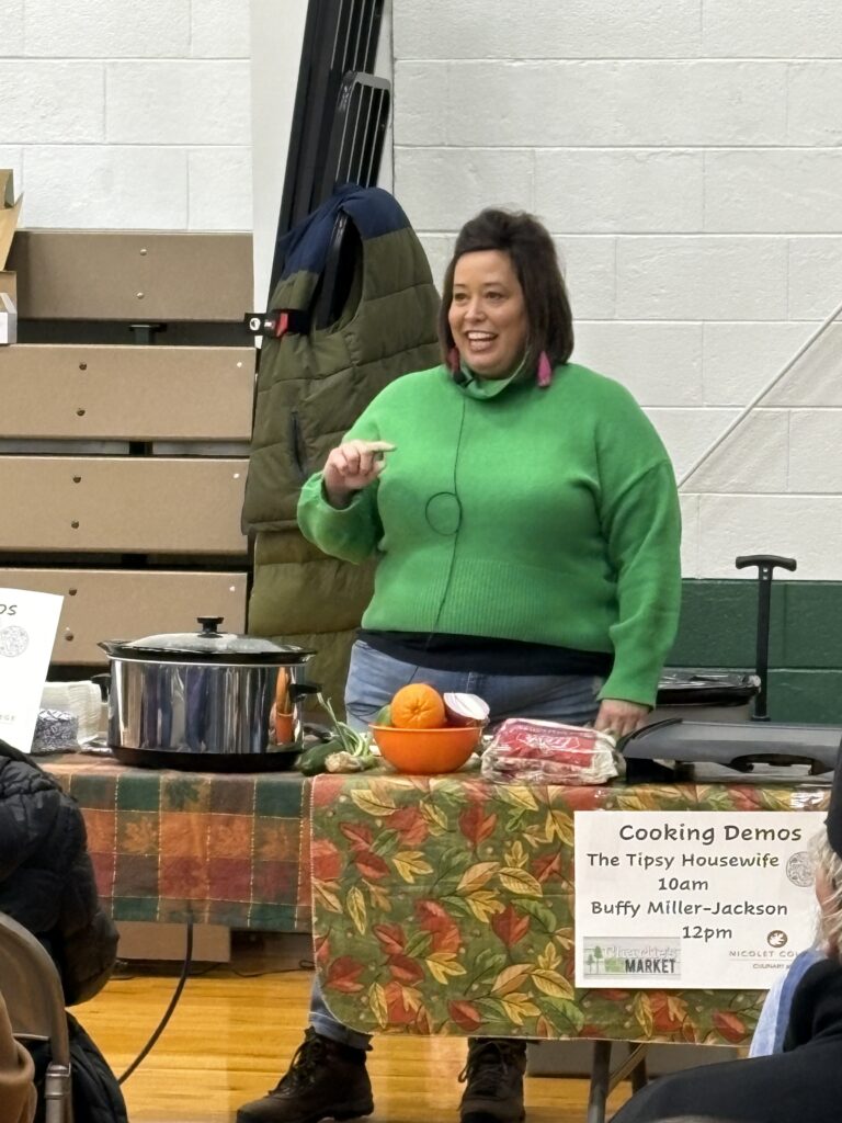 April Lee Wiencek offering a recipe demo
