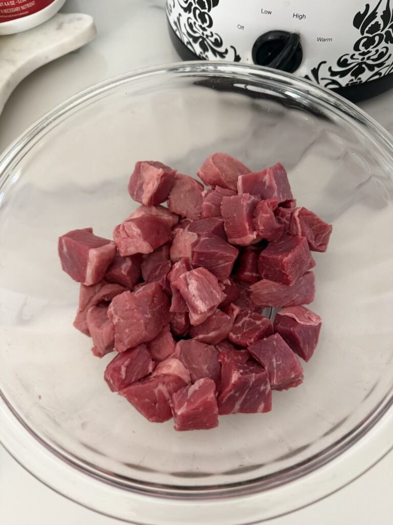 Cut up sirloin steak cubes